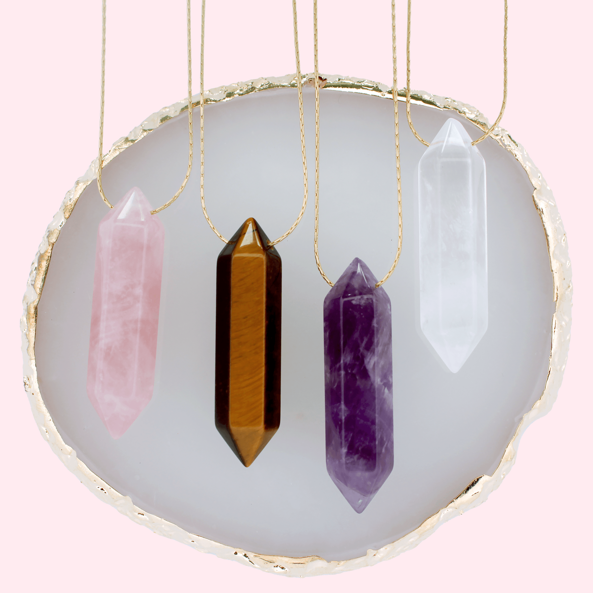 Buy TUMBEELLUWA Crystal Point Necklace Hexagonal Prism Stone Pendant with  Chain Healing Jewelry Pack of 2,Rock Quartz at Amazon.in